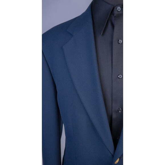 Stafford 42R Navy Blue Wool Blend Gold Button Mens Blazer Sport Coat Jacket - Picture 5 of 13